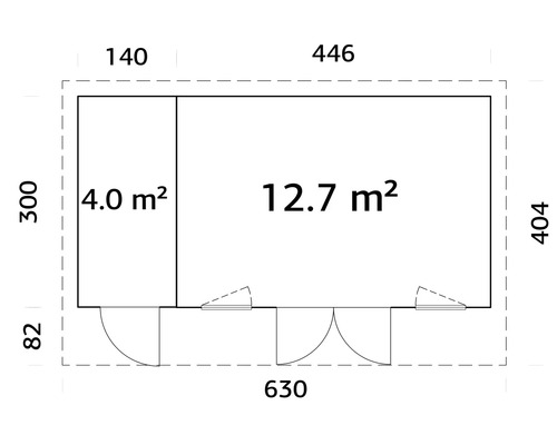 Plan d'un abri de jardin avec indications de taille.