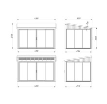 Plan technique d'un abri de jardin avec dimensions