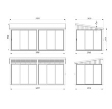 Dessin technique d'un abri de jardin avec cotes