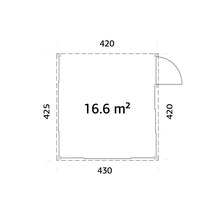 Plan avec longueurs des côtés et indication de la superficie