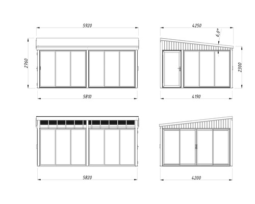 Dessin technique d'une pergola avec dimensions.