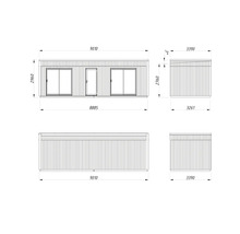 Plan technique d'une maison container avec dimensions