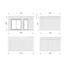 Dessin technique d'une maison de jardin avec dimensions