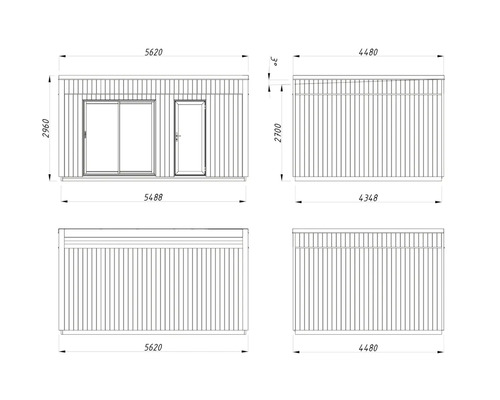 Dessin technique d'une maison de jardin avec dimensions