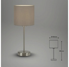 Tischleuchte mit Schirm und den Maßen 160 mm Durchmesser und 385 mm Höhe.