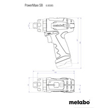 Plan de cotation de la visseuse-perceuse sans fil Metabo PowerMaxx SB