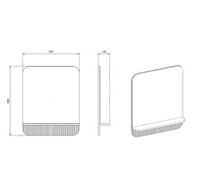 Dessin technique d'un miroir de salle de bains avec tablette intégrée, dimensions 700 par 860 par 140 millimètres.
