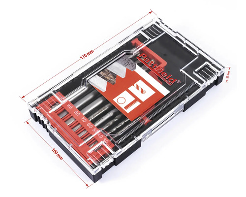 Jeu de forets Pattfield dans une boîte transparente avec indication des tailles