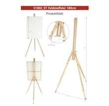Chevalet de campagne en bois, hauteur maximale 180 cm
