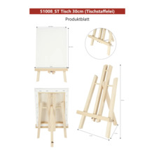 Chevalet de table en bois avec toile et indications de taille