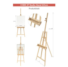 Chevalet d'atelier en bois avec hauteur réglable.