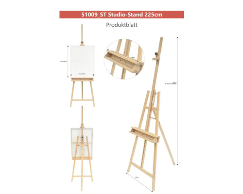 Chevalet d'atelier en bois avec hauteur réglable.