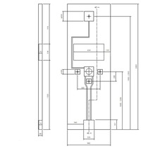 Dessin technique d'un panneau mural de douche avec dimensions détaillées en millimètres, montrant les vues de face et de profil pour l'installation.