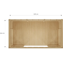 Vue intérieure d'une maison en bois mesurant 325 x 166 cm