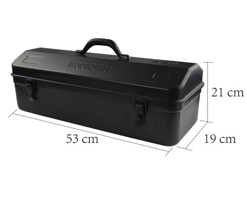 Boîte à outils en métal avec des dimensions de 53 cm x 21 cm x 19 cm
