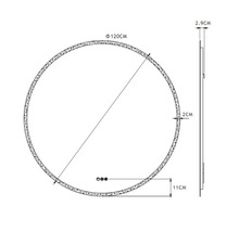 Dessin technique d'un miroir rond d'un diamètre de 120 centimètres et d'une profondeur de 2,9 centimètres.