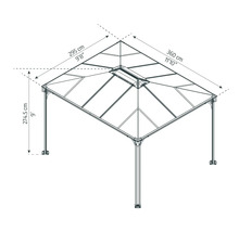 Technische Zeichnung eines Pavillons mit Massangaben