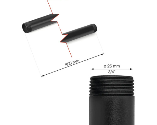 Abbildung eines Erdspießes mit den Maßen 800 mm Länge und 25 mm Durchmesser