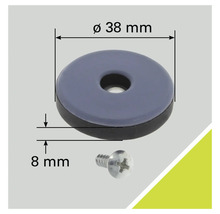 Patins pour meubles avec vis, diamètre 38 millimètres