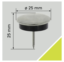 Patins de chaise avec clou, diamètre 25 millimètres