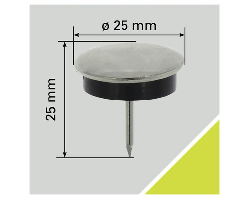 Patins de chaise avec clou, diamètre 25 millimètres