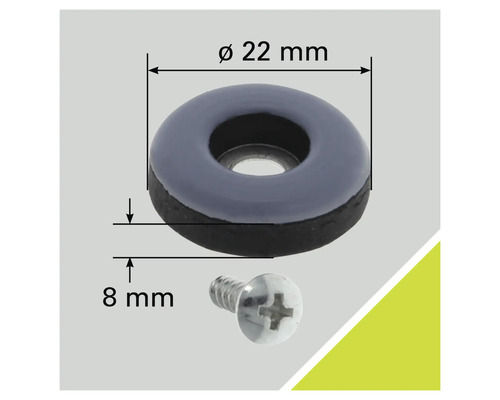 Patins pour meubles avec vis, diamètre 22 mm