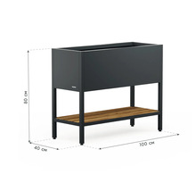 Pflanzkasten mit Regal, Abmessungen: 80 cm Höhe, 40 cm Tiefe, 100 cm Länge.