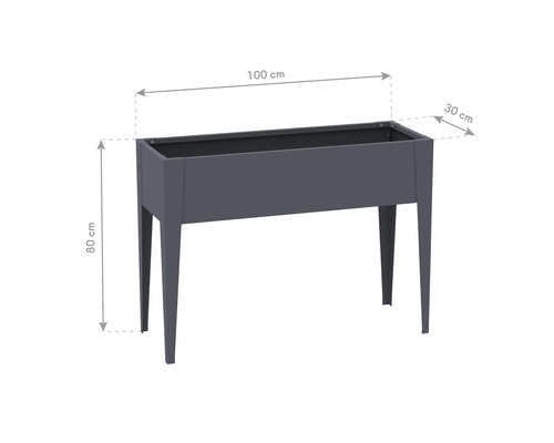 Jardinière avec les dimensions 100 cm x 30 cm x 80 cm