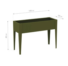 Jardinière aux dimensions de 100 cm de longueur, 30 cm de largeur et 80 cm de hauteur