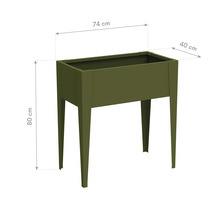 Jardinière rectangulaire en métal mesurant 74 x 40 x 80 cm.