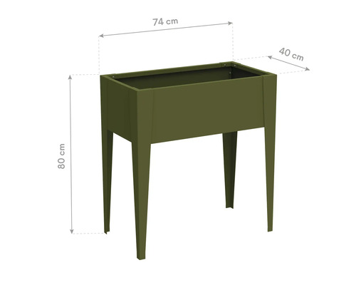 Jardinière rectangulaire en métal mesurant 74 x 40 x 80 cm.