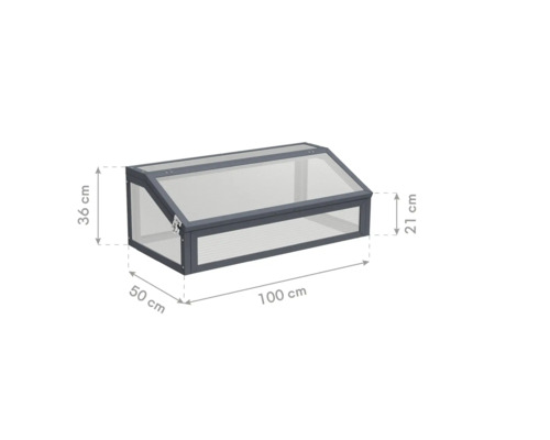 Châssis de culture avec cadre en aluminium et plaques alvéolaires avec dimensions 100 par 50 par 36 centimètres