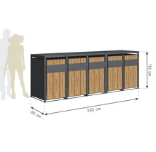 Cache-conteneurs pour quatre poubelles, dimensions 330 x 80 x 116 cm
