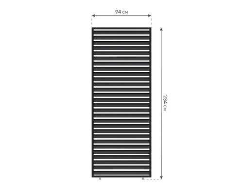 Image d'un radiateur mesurant 94 cm sur 234 cm.
