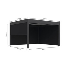 Pavillon mesurant 3630 millimètres sur 4260 millimètres et d'une hauteur de 2366 millimètres.