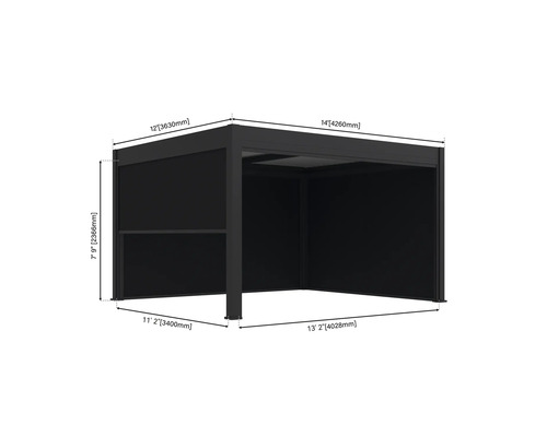 Dimensions du pavillon de jardin de 3630 mm sur 4260 mm et d'une hauteur de 2366 mm
