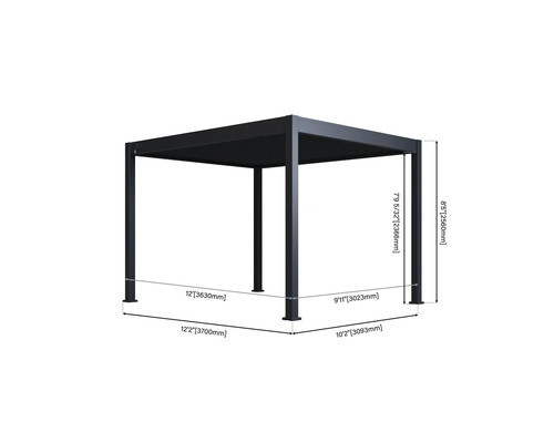 Pergola de jardin noire avec dimensions