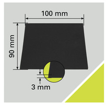 Image d'un tampon en caoutchouc mesurant 100 mm sur 90 mm sur 3 mm