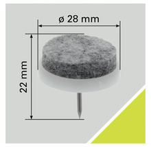 Filzgleiter mit Nagel, Durchmesser 28 Millimeter