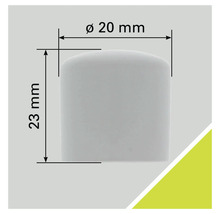 Embout en plastique avec des dimensions de 20 mm de diamètre et 23 mm de hauteur