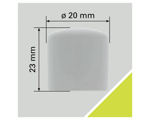 Embout en plastique avec des dimensions de 20 mm de diamètre et 23 mm de hauteur