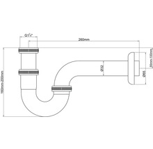 Dessin technique d'un siphon avec dimensions