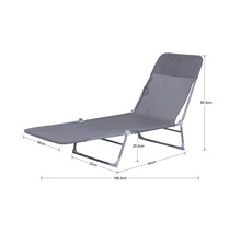 Chaise longue grise avec dimensions
