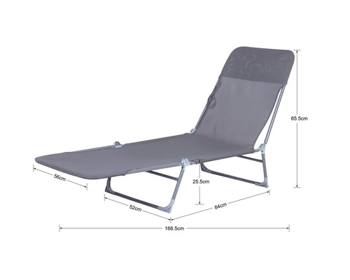 Chaise longue grise avec dimensions