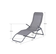 Chaise longue de jardin grise avec dimensions
