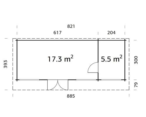 Plan d'un abri de jardin avec indications de taille