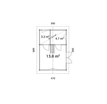 Plan d'un abri de jardin avec indications de taille