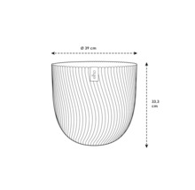 Image d'un pot de fleurs avec des dimensions de 39 cm de diamètre et 33,3 cm de hauteur.