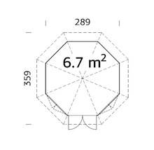 Grundriss mit Maßangaben 289 und 359, sowie Flächenangabe 6.7 m²