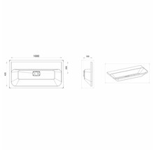 Dessin technique d'un lavabo avec dimensions.